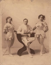 VAUDEVILLE ACROBATS~LEACH LA QUINLAN TRIO ~ 2 ORIGINAL LOBBY PHOTOS ~ c. - 1912 picture