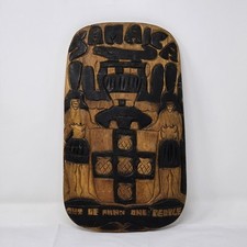 Hand Carved Wood Jamaica 'Out of Many One People' Folk Art Wall Plaque 8×13.5 picture