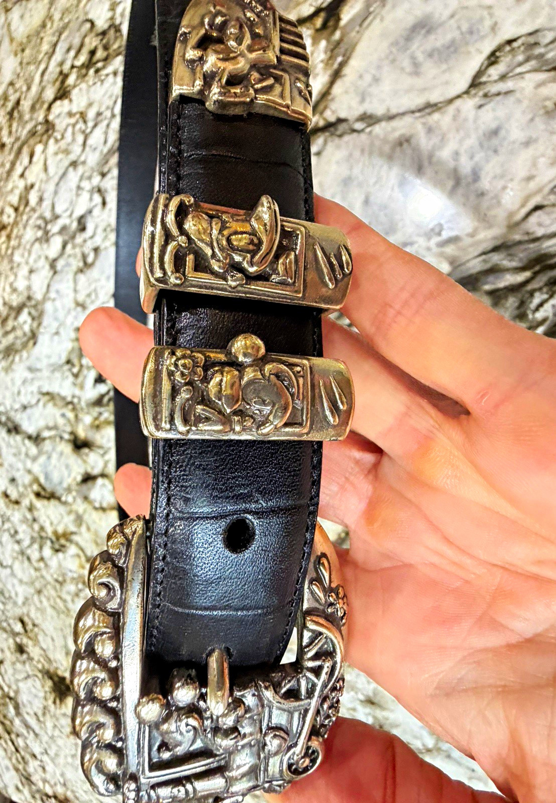 Vtg Brighton x Disney Mickey Mouse Leather Belt Size 34 Croc Western 3003M Vtg Brighton x Disney Mickey Mouse Leather Belt Size 34 Croc Western 3003M