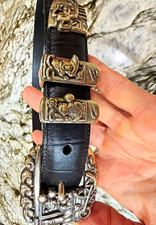 Vtg Brighton x Disney Mickey Mouse Leather Belt Size 34 Croc Western 3003M picture