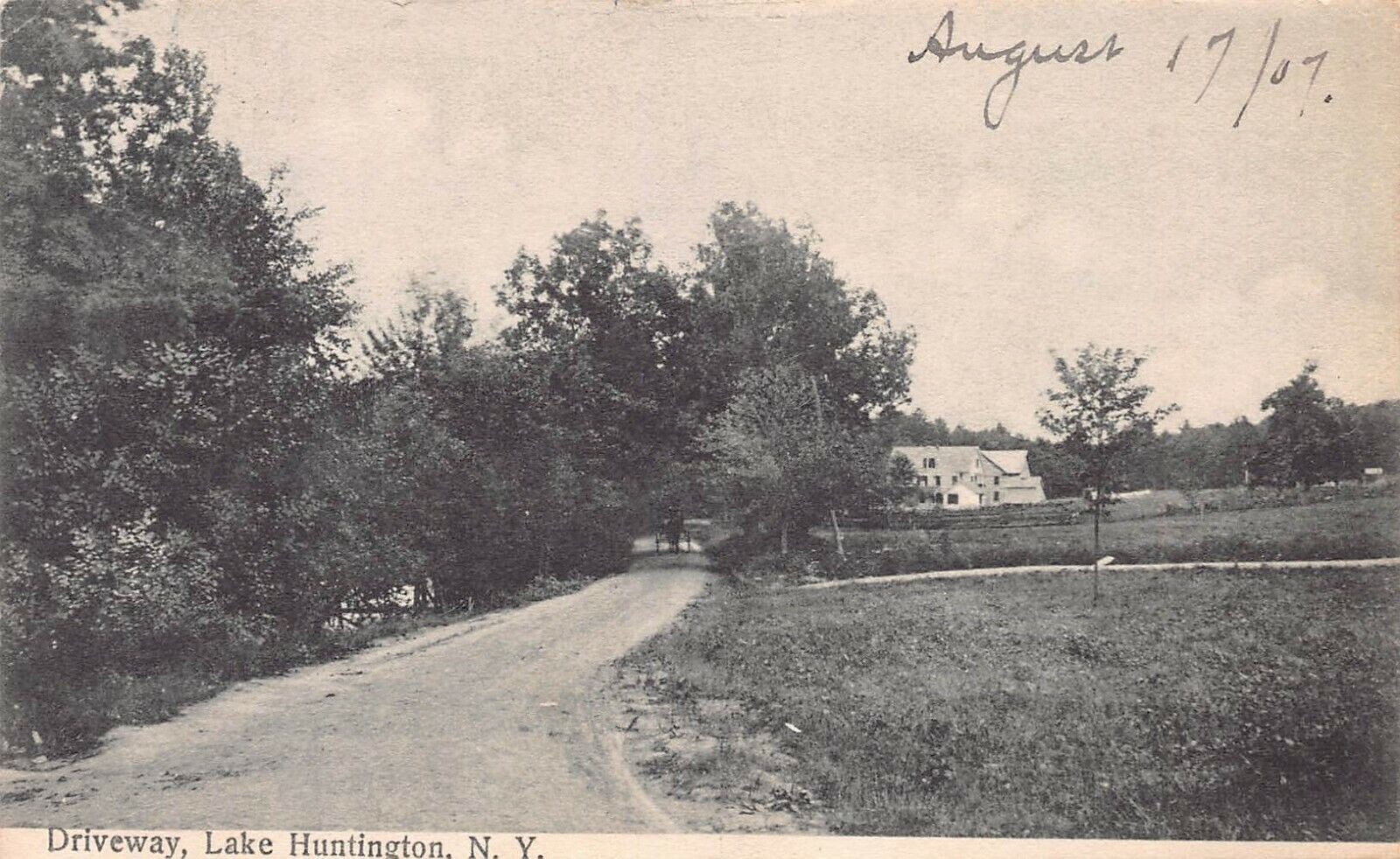 Driveway, Lake Huntington, New York, Early Post Card, Used in 1907
