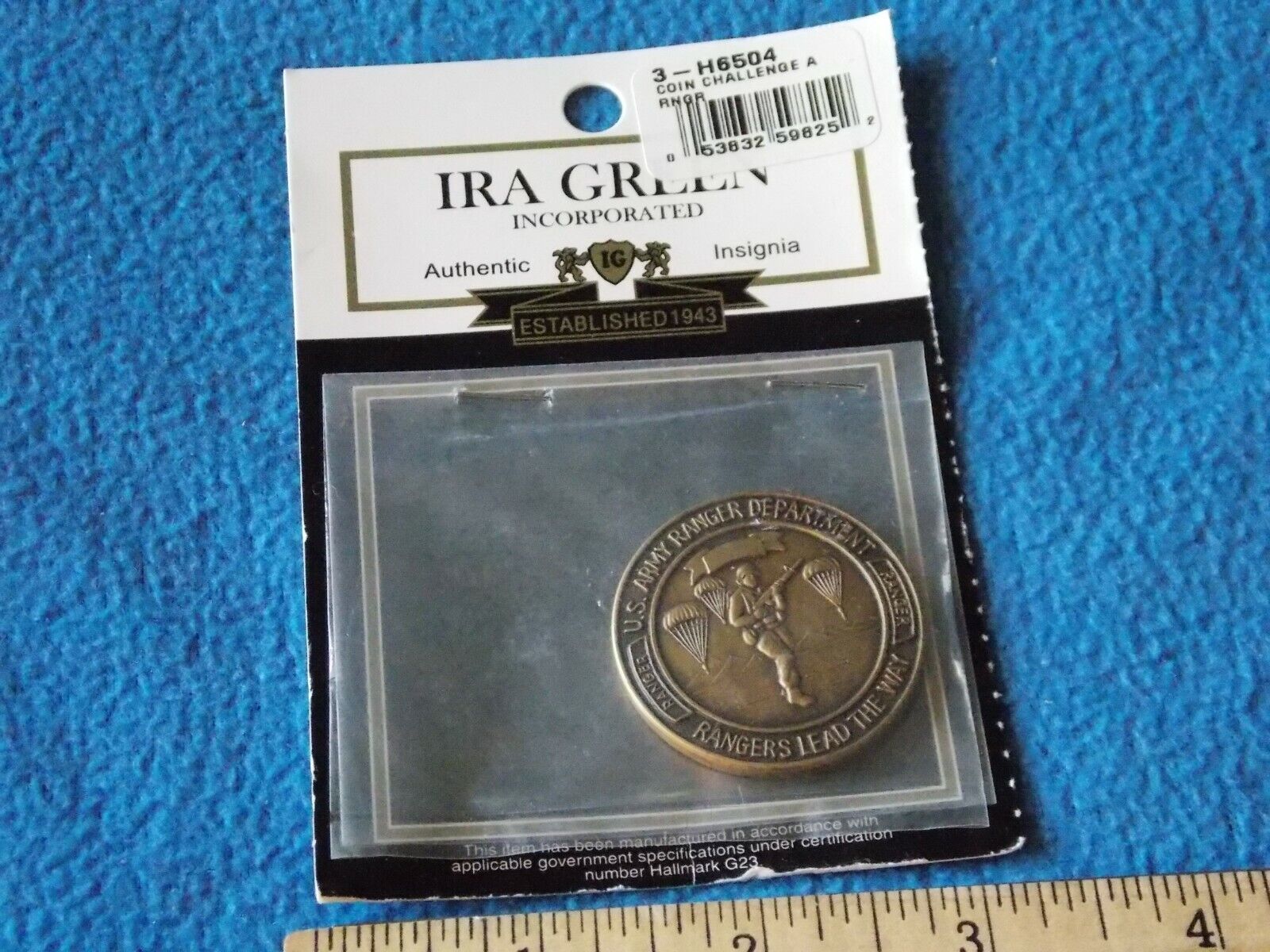 ARMY RANGER INFANTRY SCHOOL - FORT BENNING GEORGIA CHALLENGE COIN - ON CARD