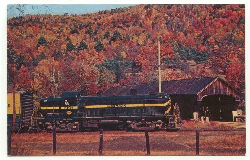 Rutland 205 Railroad Locomotive Train Engine Bartonsville VT Postcard Vermont