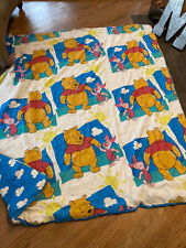 Vintage Disney Winnie The Pooh & Piglet Twin Bed Comforter Blue Clouds 76”x86” picture