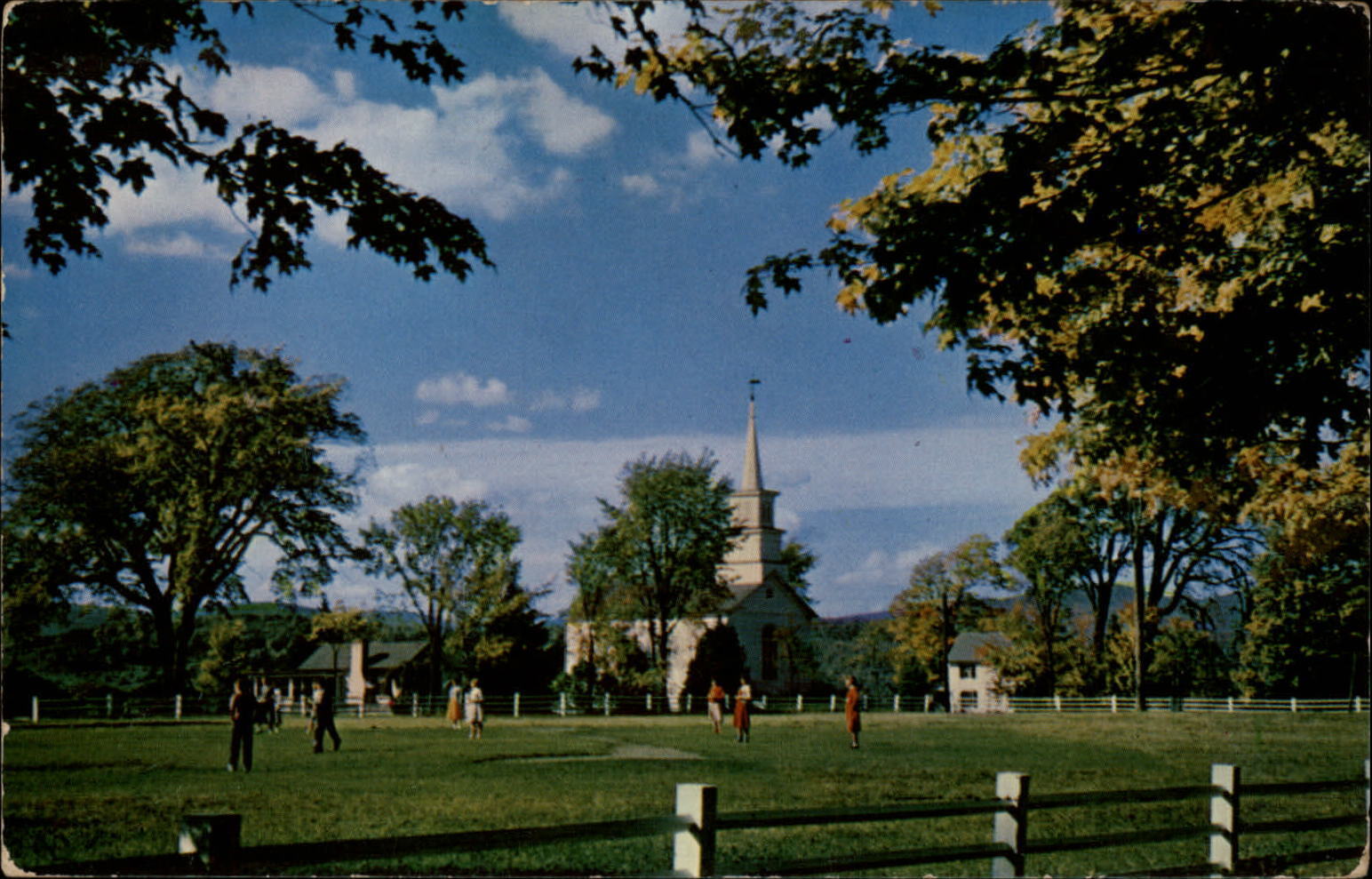 Craftsbury Vermont Common baseball field game church unused vintage postcard