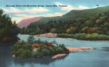 Green Mts., VT, Winooski River & Mountain Range, Linen Vintage Postcard a5805 picture