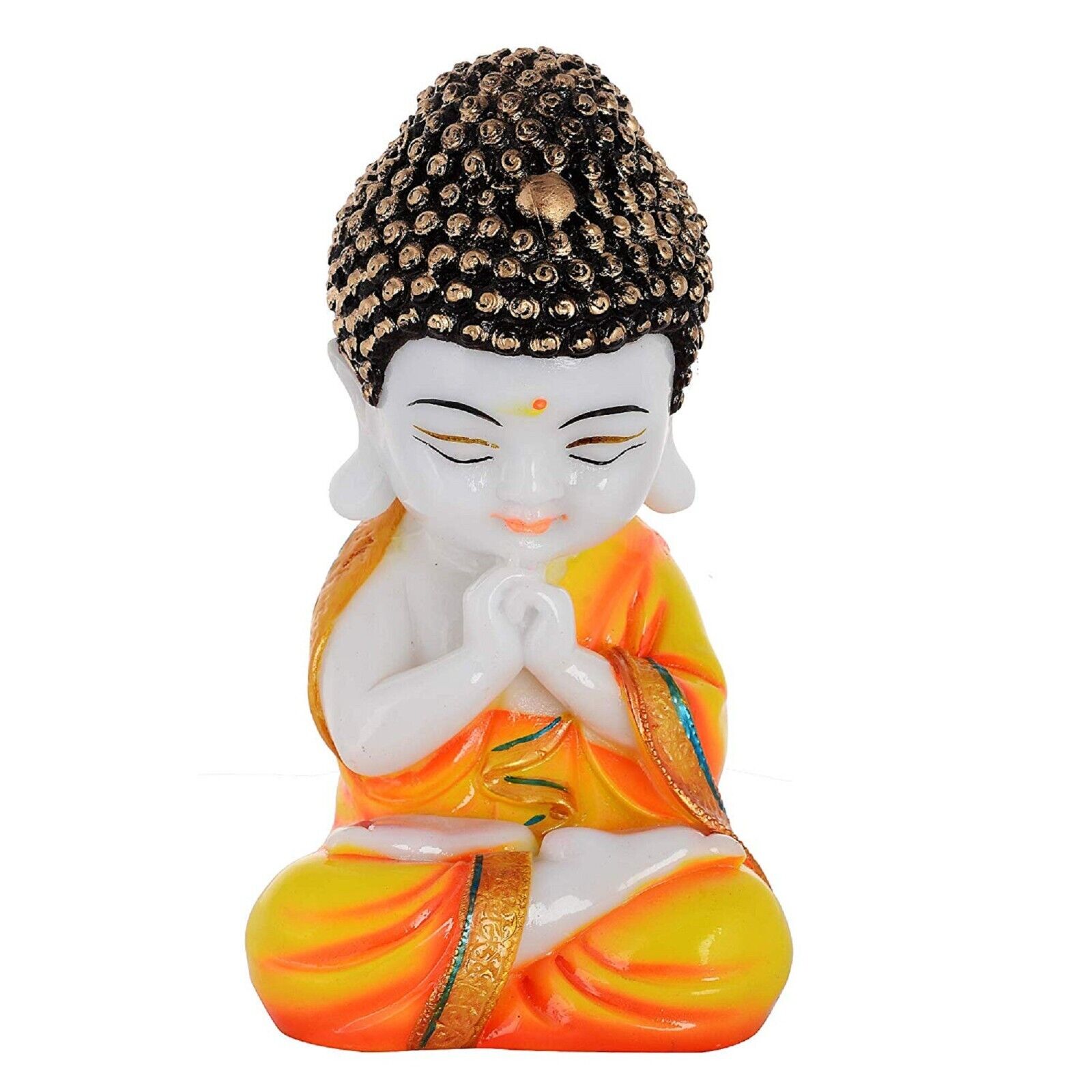Indian Handmade Orange Sitting Buddha For Yoga Meditation Statue, Decor Budda