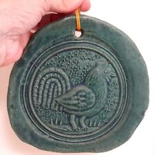 WENDLAND Pottery Monkton Vermont Blue Earthenware Butter Stamps Chicken Rooster picture
