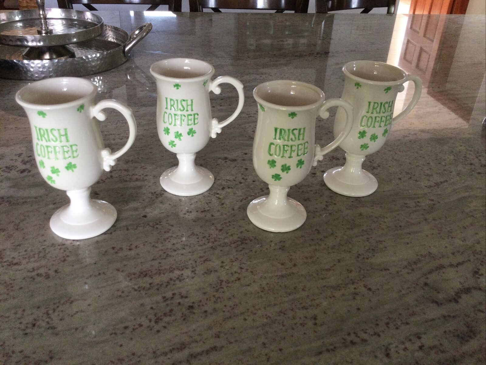 4 Vintage Porcelain Irish Coffee Mugs/Goblets By Anne Tison 1981 “6-2/3”