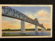 1948 Bridge Across Mississippi River POSTCARD CAIRO ILLINOIS to BELVIDERE picture