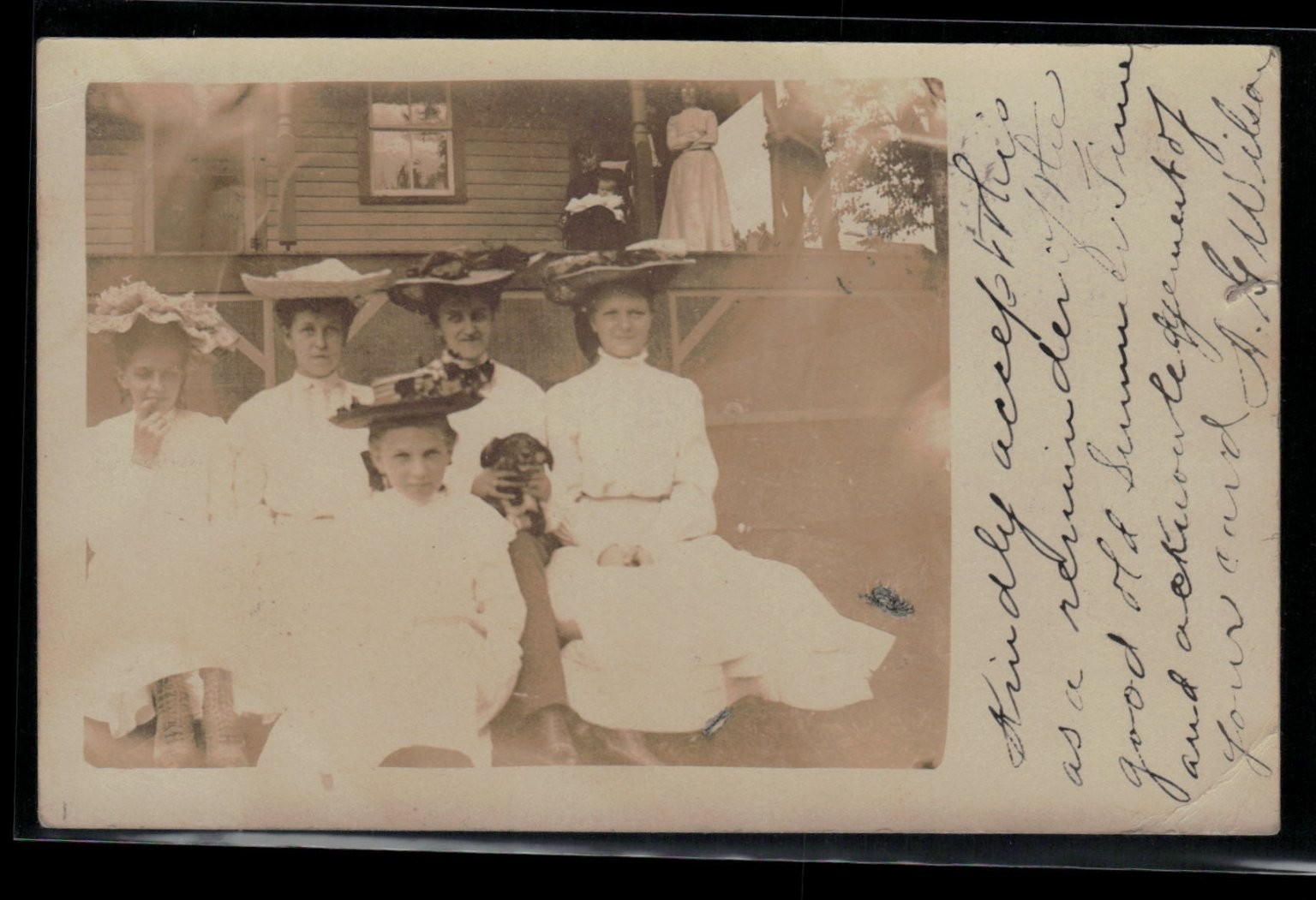 1905 RPPC 5 Women, Child & Dog on Porch - NJ to Bartonsville PA 1905 RPPC 5 Women, Child & Dog on Porch - NJ to Bartonsville PA