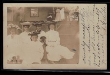 1905 RPPC 5 Women, Child & Dog on Porch - NJ to Bartonsville PA picture