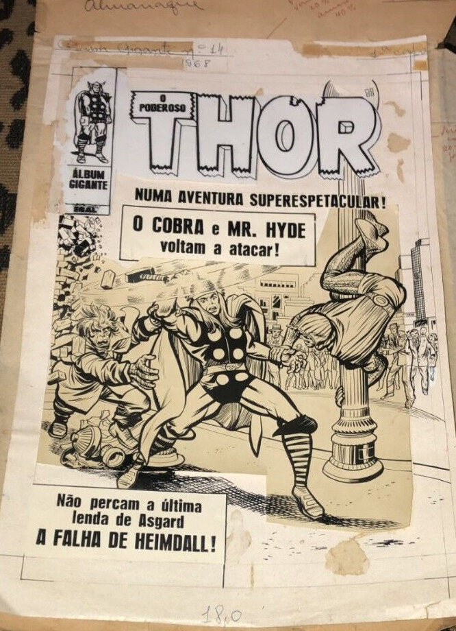 MIGHTY THOR JACK KIRBY MISTER HYDE PUBLISHED COVER ORIGINAL ART WORK Year 1970