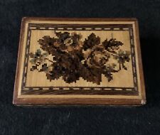 Antique Victorian Tunbridge Ware Playing Card Box W/ complete Set Of Cards Roses picture