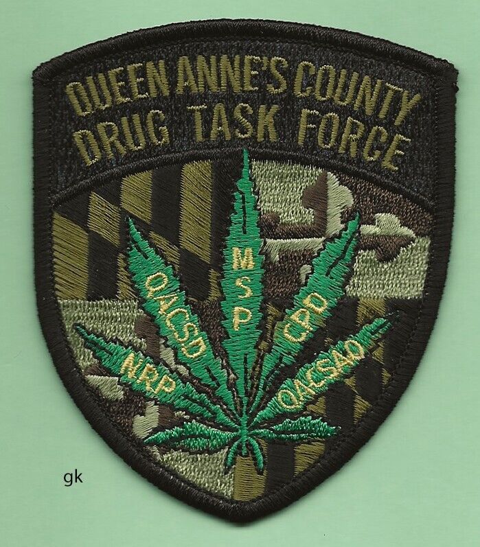QUEEN ANNE'S MARYLAND DRUG TASK FORCE POLICE SHOULDER PATCH marijuana