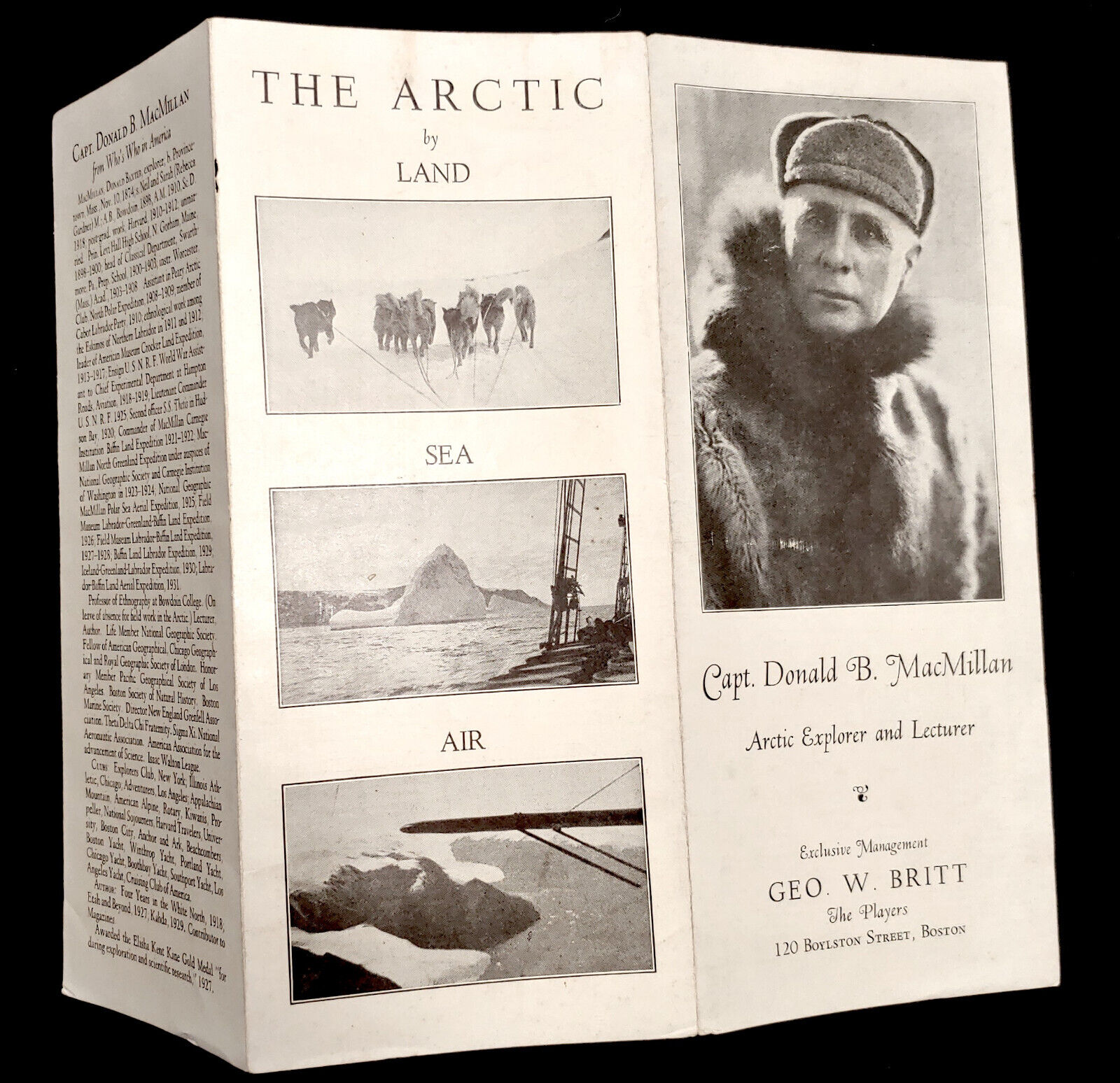 Arctic Explorer Capt Donald B MacMillan c 1932 Tri-Fold Lantern Slide Lecture
