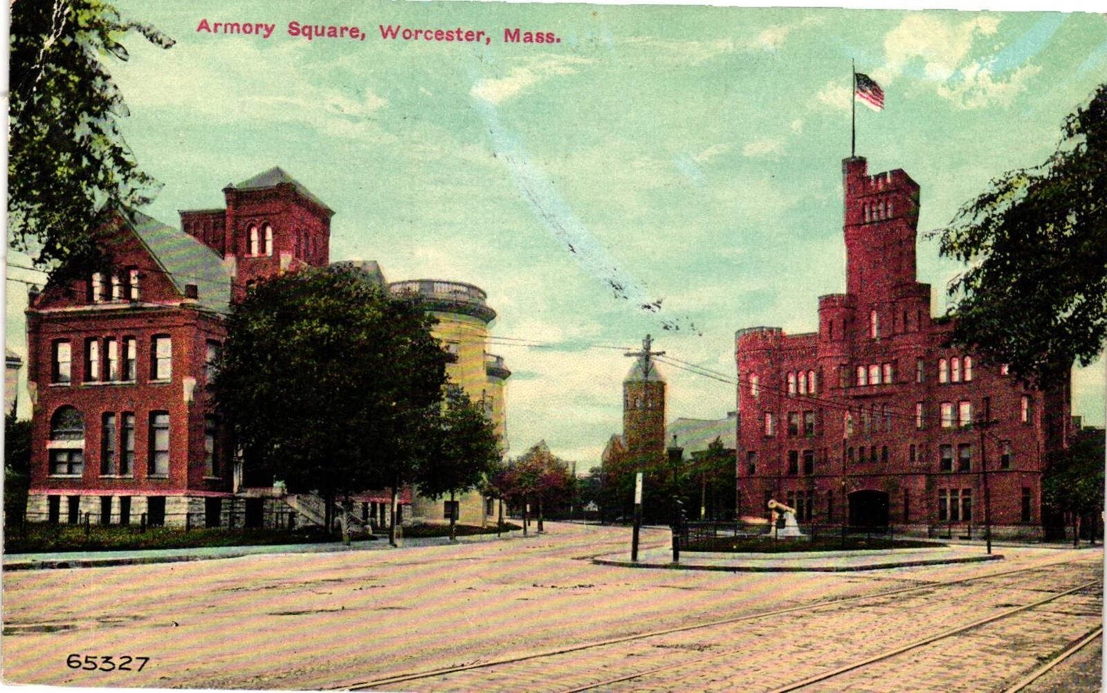 Vintage Postcard- Armory Square, Worcester, MA.