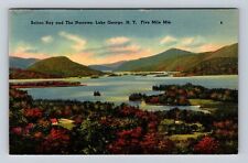 Lake George NY-New York, Scenic Bolton Bay, The Narrows, Vintage c1941 Postcard picture