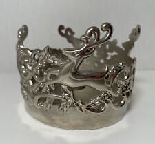 Gorham Sterling Silver Candle Holder Holiday Christmas Reindeer Design Holly picture
