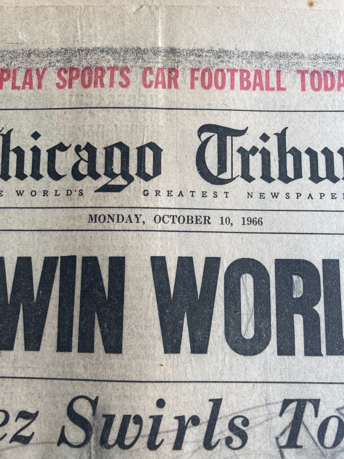 Chicago Tribune Newspaper 10-10-1966 Orioles win Series Gale Sayers