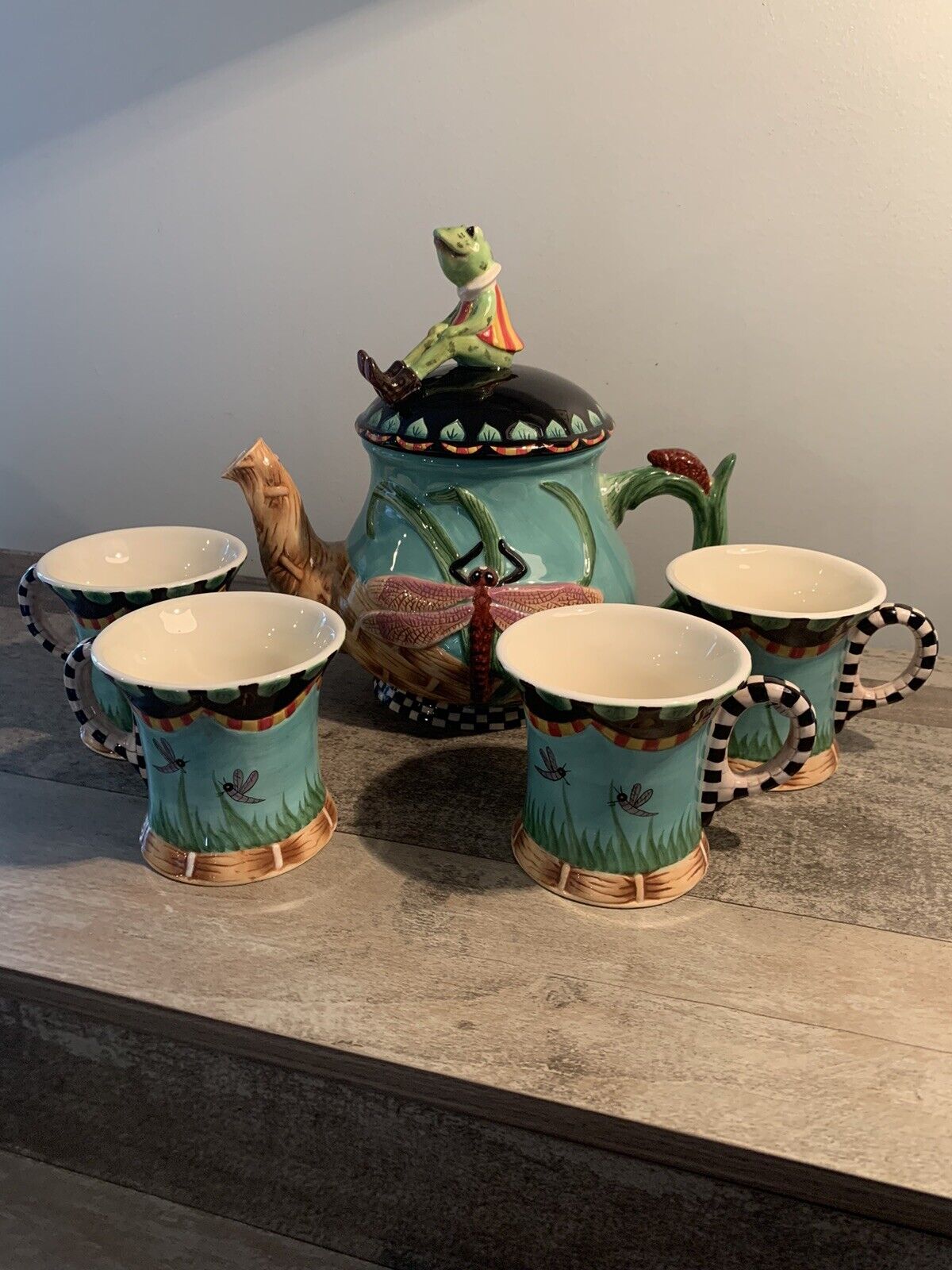 Tea Set Peggy Fairfax Herrick Frog And Dragonfly Ceramic Full Set Collectible