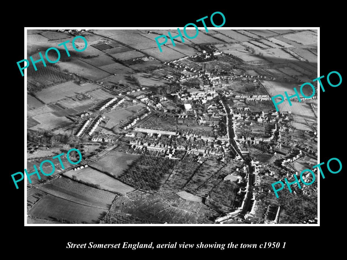 Street Somerset England Town Aerial View c1950 2 Old Large Historic Photo Street Somerset England Town Aerial View c1950 2 Old Large Historic Photo