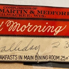 1920 Martin & Medford Milwaukee Wisconsin Hotel Luggage Trunk Label Sticker picture