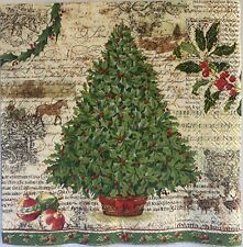 TWO Individual Paper Cocktail Decoupage Napkins Rustic Christmas Tree Victorian picture