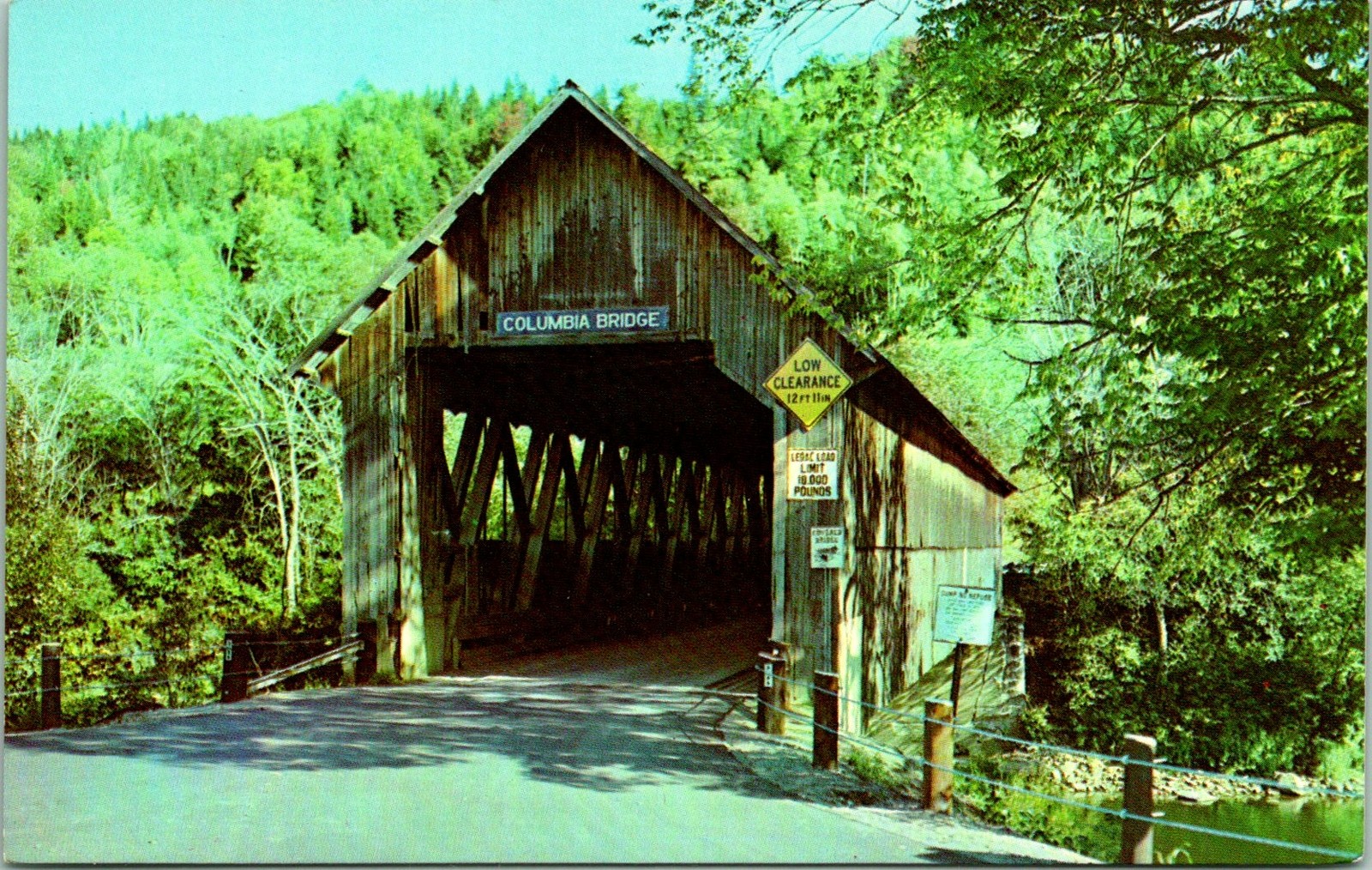 Columbia Covered Bridge Columbia NH Lemington VT Postcard unused 1950s Columbia Covered Bridge Columbia NH Lemington VT Postcard unused 1950s
