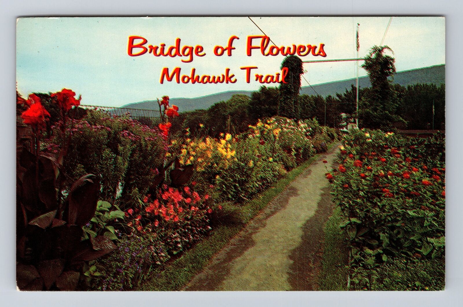 Shelburne Falls MA-Massachusetts, Bridge Flowers, Mohawk Trail Vintage Postcard