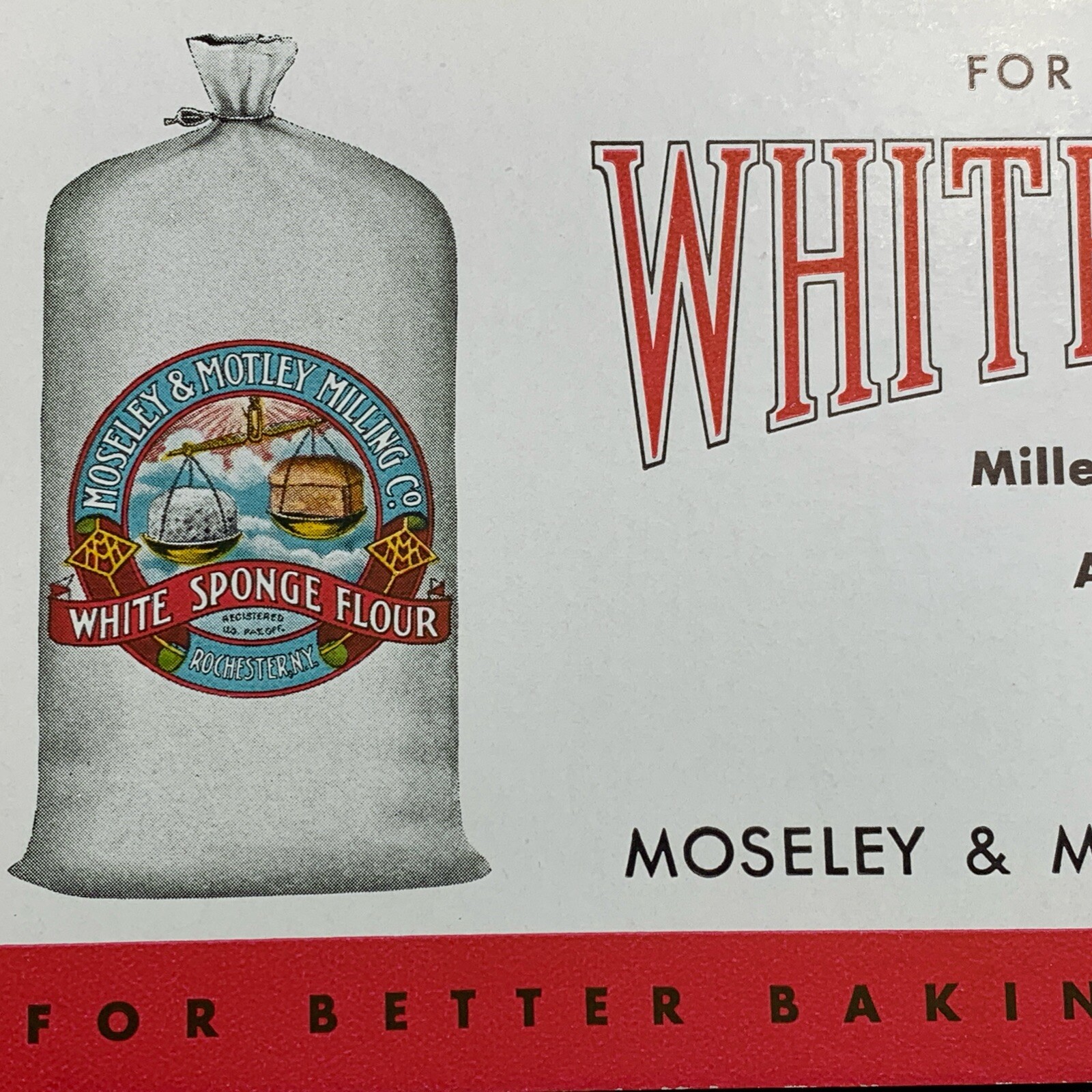 Moseley & Motley Flour Mill Ink Blotter White Sponge Flour C 1940’s Rochester NY Moseley & Motley Flour Mill Ink Blotter White Sponge Flour C 1940’s Rochester NY