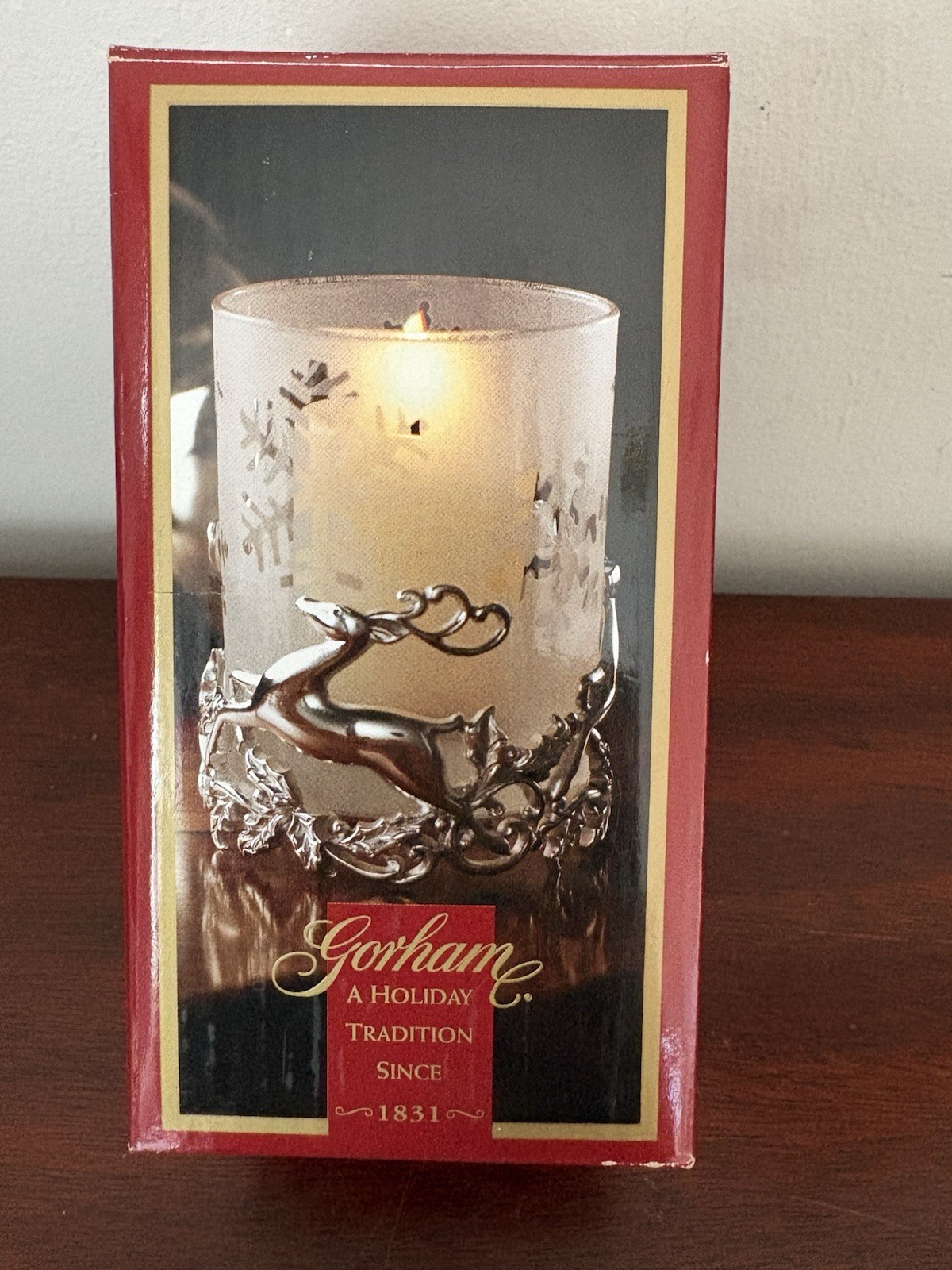 Gorham Silver plated Reindeer Votive NIB festive Snowflakes & Reindeer Cutouts
