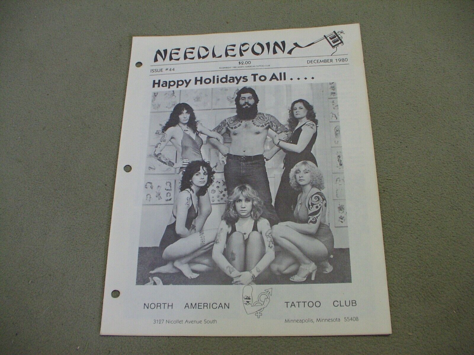 1980 Needlepoint tattoo newsletter #44, December, North American Tattoo Club