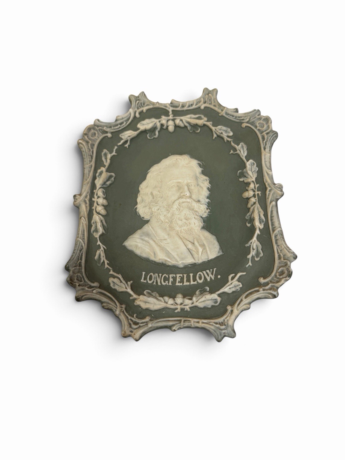 Antique Jasperware Henry Wadsworth Longfellow Wall Hanging Plaque Antique Jasperware Henry Wadsworth Longfellow Wall Hanging Plaque