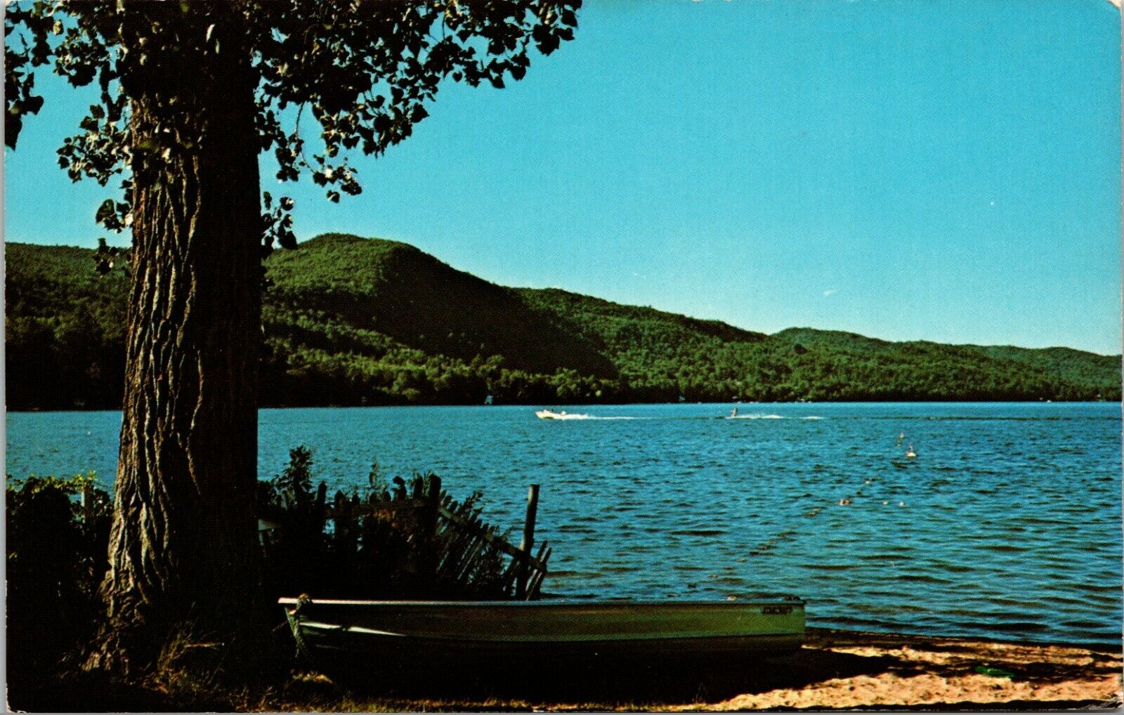View from Public Beach at Lake Morey Fairlee Vermont Vintage Postcard