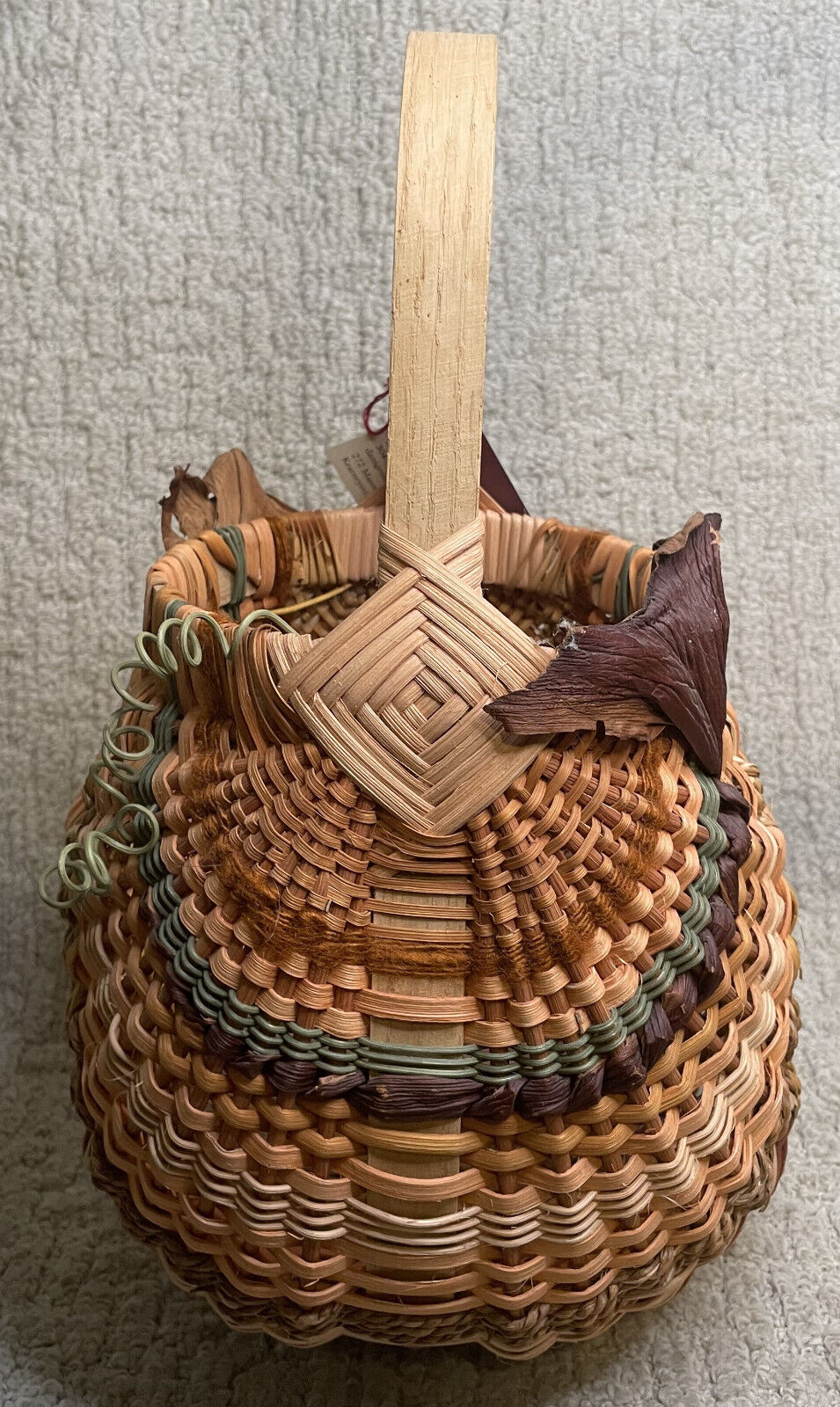 Anne Bowers Fall Butternut Squash Basket NWT Hand Crafted Large Autumn