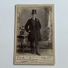Antique Cabinet Card Photograph Handsome Man Top Hat Brooklyn NY ID Richmond picture