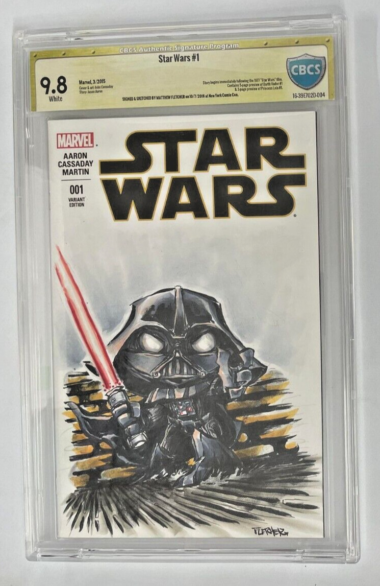 Star Wars #1 (2015) CBCS 9.8 Signed and Sketch by Matthew Fletcher at NYCC