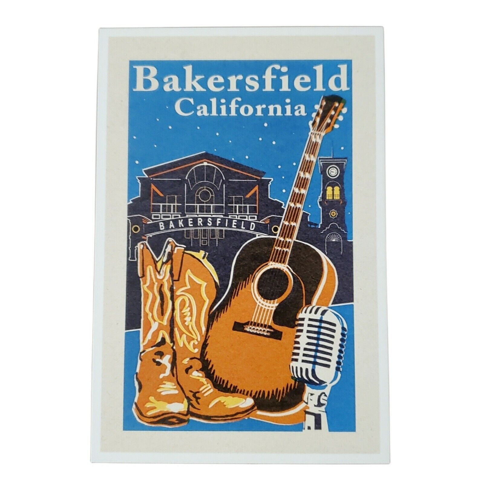 Lantern Press Postcard - Bakersfield, California - Woodblock