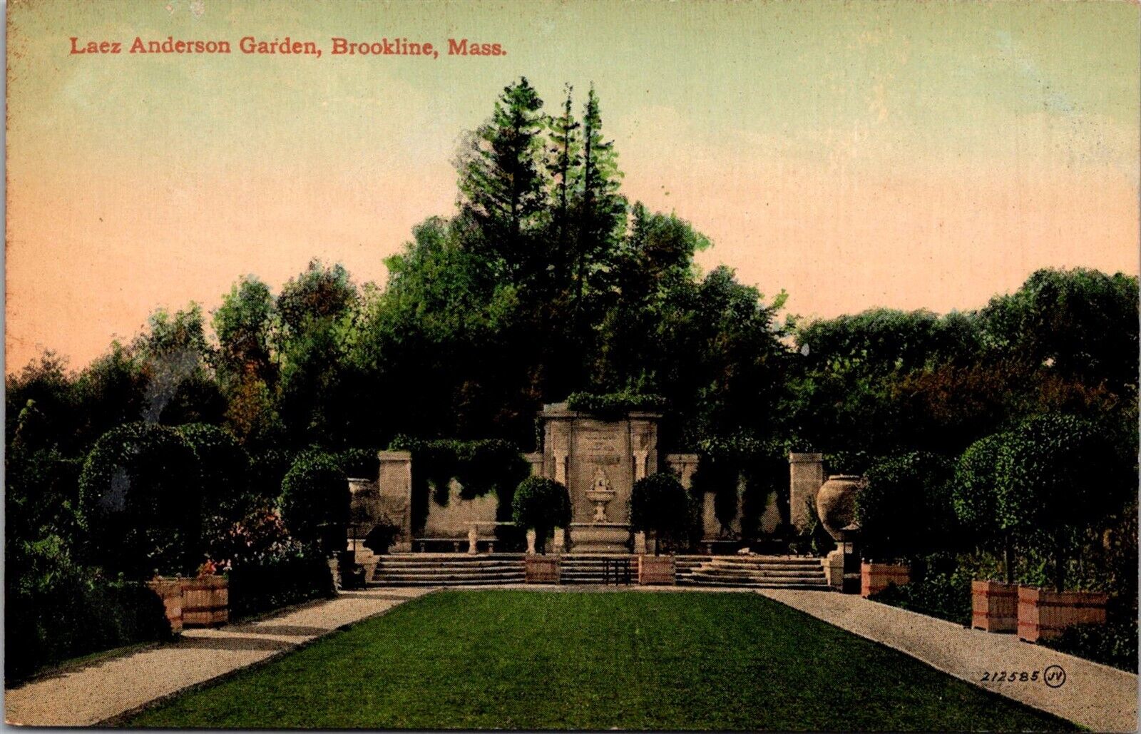 Laez Anderson Garden, Brookline MA Vintage Postcard R66