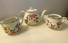 Hall Poppy Floral Teapot, creamer and sugar bowl picture