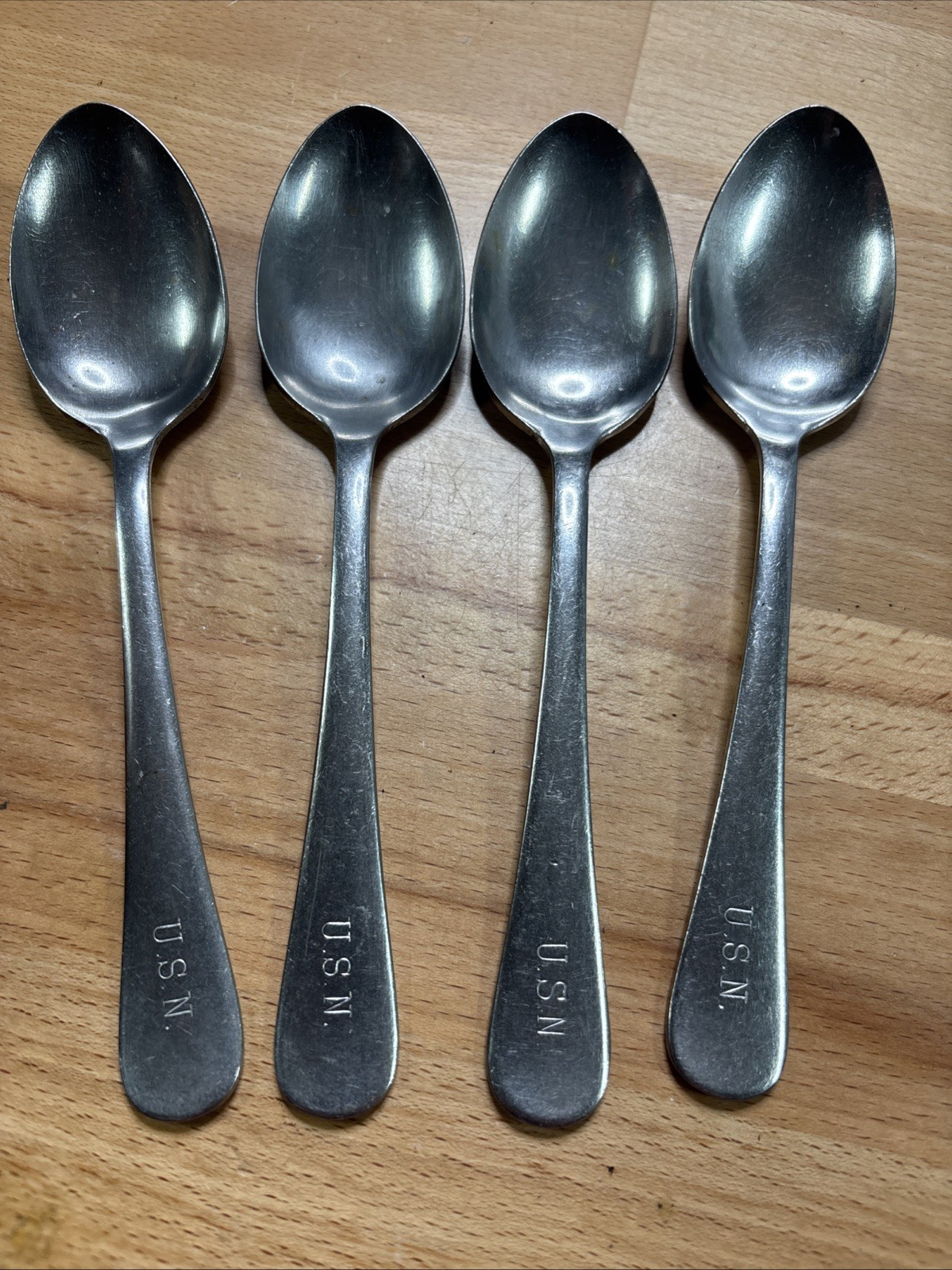 Lot Of Four (4) Vintage Reed & Barton U.S.N. Soup Spoons Lot Of Four (4) Vintage Reed & Barton U.S.N. Soup Spoons