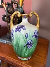 Vintage 13 1/2” Limoges Muscle Vase, Gilded handles, painted by Gifford. picture