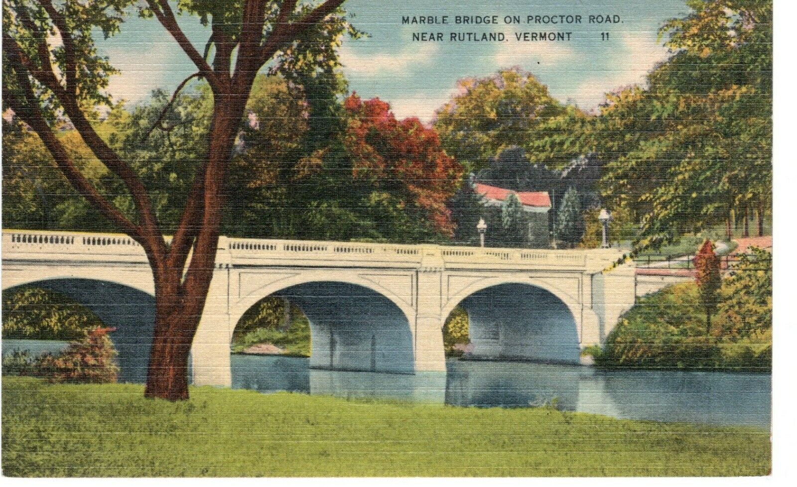 Marble Bridge Proctor Road Rutland VT Linen Postcard Not Post Marked-33