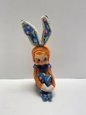 Vintage Orange, Pink and Blue Knee Hugger Easter Bunny Elf, Japan picture