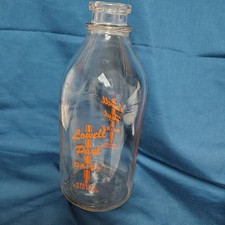 Vintage Lowell Paul Dairy Greeley Colorado One Qt Glass Milk Bottle Orange ACL picture