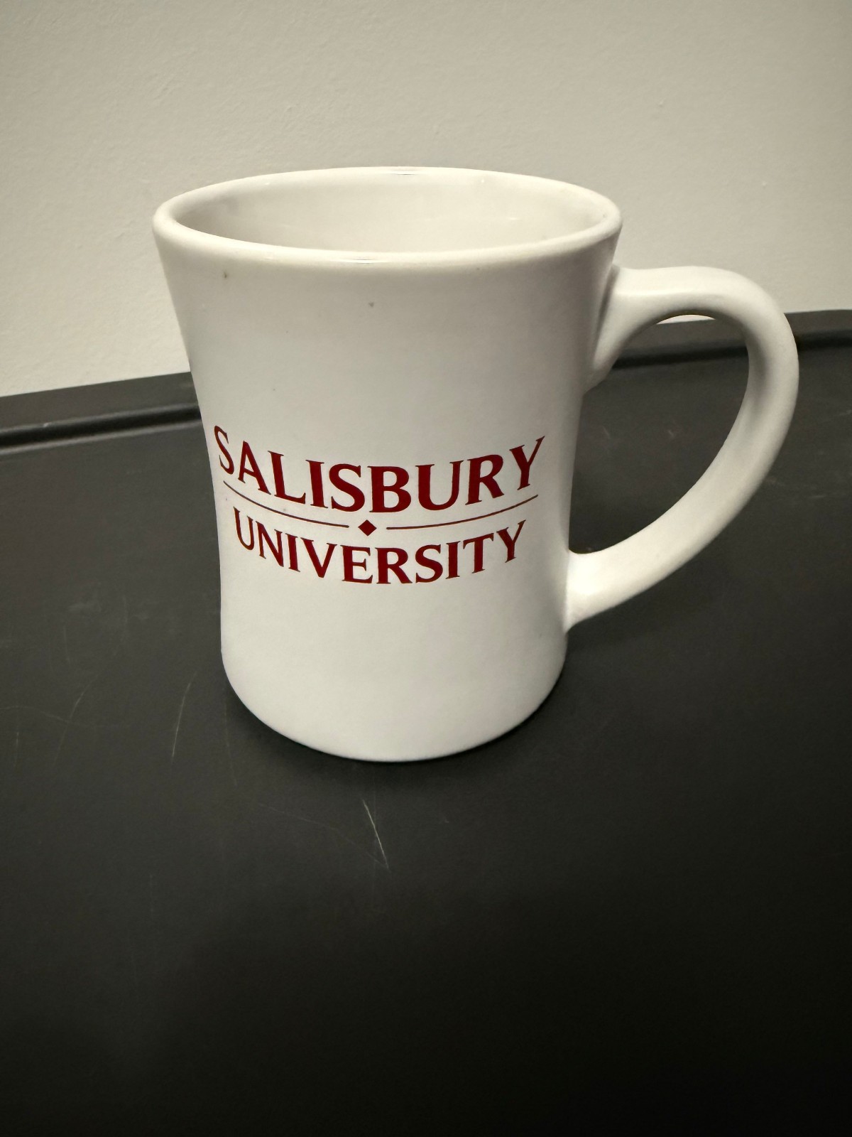 Salisbury Univ Maryland 12oz Coffee Mug with Wordmark; Ivory White, Good Cond. Salisbury Univ Maryland 12oz Coffee Mug with Wordmark; Ivory White, Good Cond.
