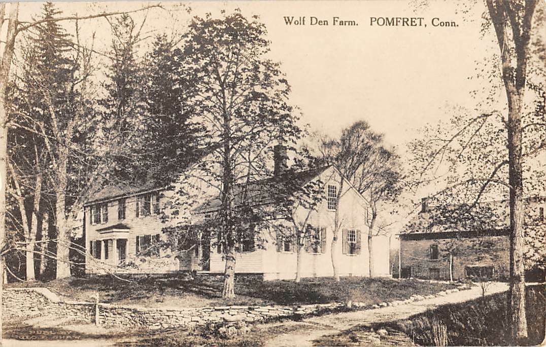 POMFRET, CT ~ WOLF DEN FARM, HOUSE & BARN, REAL PHOTO PC ~  used 1917