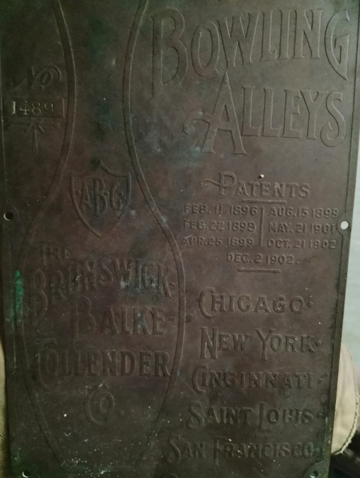 The Brunswick Balke Collender Vintage Copper Sign Dec 2 1902 The Brunswick Balke Collender Vintage Copper Sign Dec 2 1902