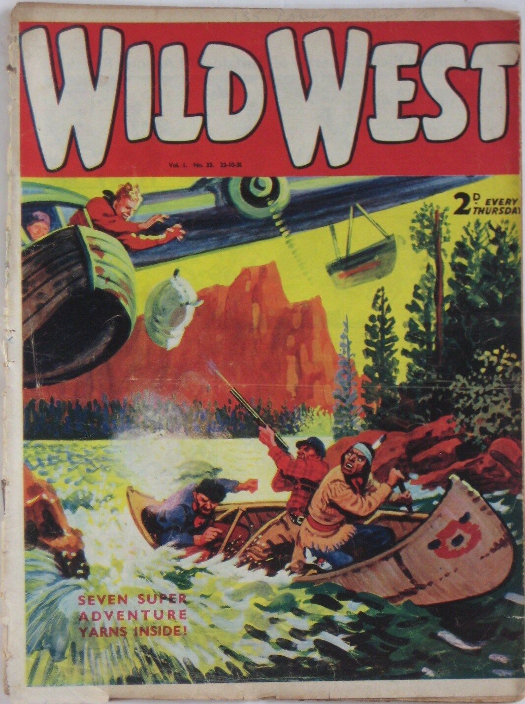 Original 1938 UK Edition WILD WEST WEEKLY Pulp Magazine Cowboys Redskins Comics